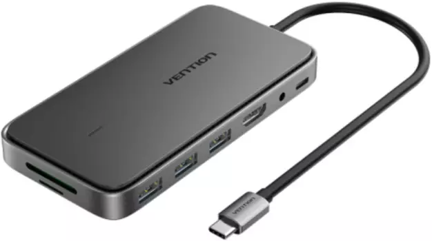 Разветвитель Vention TPYBB USB Type C 9 в 1, wint M.2 SSD, aluminium