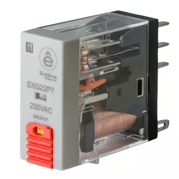 Реле Systeme Electric SXG22P7 8A 2CO 230VAC тест кнопка LED