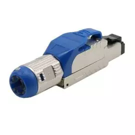 Разъем Hyperline PLUE-8P8C-S-C8-SH-BL полевой оконцовки RJ-45 (8P8C) под витую пару, для одножильного кабеля, toolless, кат. 8, экранированный, накруч