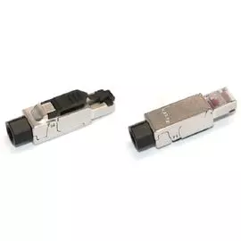 Разъем Hyperline PLUF-8P8C-S-C6-SH RJ-45 (8P8C) под витую пару, полевая заделка, категория 6, экранированный, для одножильного кабеля (кабеля 6-8 мм,
