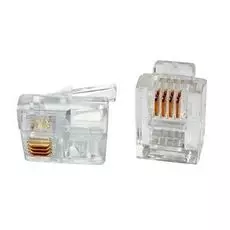 Разъем Hyperline PLUG-6P4C-P-C2-100 телефонный RJ-12(6P4C) (3 µ"/ 3 микродюйма) (100 шт)