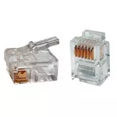 Разъем Hyperline PLUG-6P6C-P-C2-100 телефонный RJ-12(6P6C) (3 µ"/ 3 микродюйма) (100 шт)