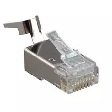Разъем Hyperline PLUG-8P8C-UV-C6-TW-SH-10 (10шт)RJ-45(8P8C) под витую пару, категория 6 (50 µ"/ 50 микродюймов), экранированный, универсальный (для од