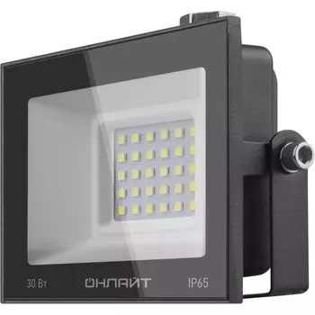 Прожектор светодиодный ОНЛАЙТ OFL-30-6K-BL-IP65-LED, 30Вт, 2400лм, 6000К, IP65, черный (19198)