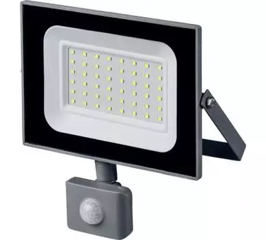 Прожектор светодиодный STAYER LED-Max, 50Вт, 4000лм, 6500K, IP65, датчик движения, серый (57133-50)