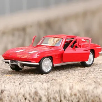 1/36 Corvette Stingray 1963 Игрушечная модель автомобиля для детей RMZ CiTY Литая миниатюра Коллекция с откидным механизмом Подарочный подарок для мальчика синий