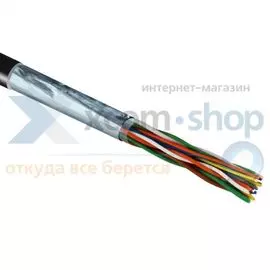 Кабель витая пара F/UTP 5e кат. 10 пар Rexant 01-1204 24AWG(0.50 мм), медь, одножильный (solid), внешний, PE, чёрный, уп/305м