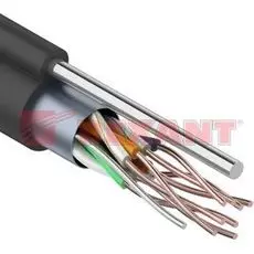 Кабель витая пара F/UTP 5e кат. 4 пары Rexant 01-0144 24AWG(0.50 мм), медь, одножильный (solid), внешний, с троссом, PE, чёрный, уп/305м
