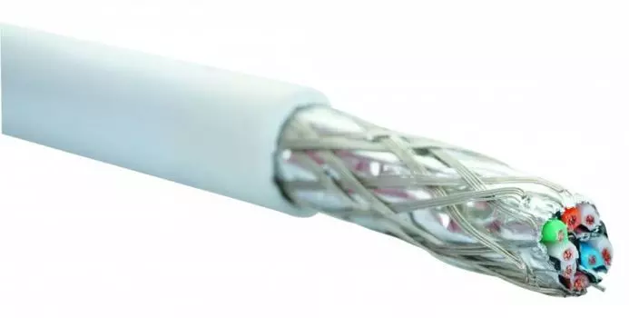 Кабель витая пара S/FTP 6a кат. 4 пары Eurolan 19C-SA-12WT-R500 нг(A)-HF, общий экран, индивидуально экранированные пары, внутренней прокладки, белый,