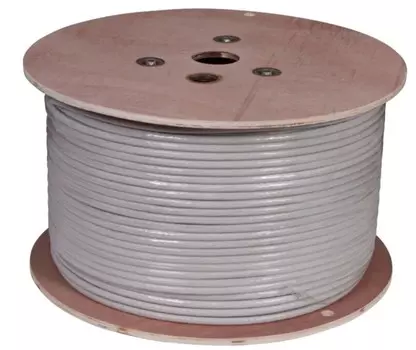 Кабель витая пара U/UTP 6a кат. 4 пары Rexant 02-0302 ZH нг(А)-HF (LSZH), 4х2х0,57 мм, 23AWG, INDOOR, SOLID, серый, 305м, серия PRO REXANT