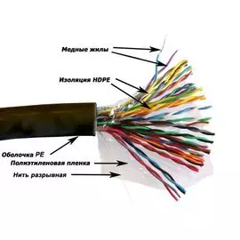 Кабель витая пара U/UTP 5e кат. 25 пар TWT TWT-5EUTP25-XS-OUT 25AWG(0.45 мм), медь, одножильный (solid), внешний, PE, чёрный, уп/305м