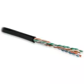 Кабель витая пара U/UTP 5e кат. 4 пары Hyperline UUTP4-C5E-S24-OUT-PE-BK-100 24AWG(0.51 мм), медь, одножильный (solid), внешний, PE, чёрный, уп/100м