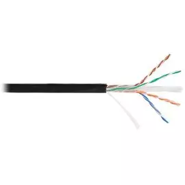 Кабель витая пара U/UTP 6 кат. 4 пары Netlan EC-UU004-6-PE-BK 24AWG(0.50 мм), медь, одножильный (solid), внешний, PE, чёрный, уп/305м