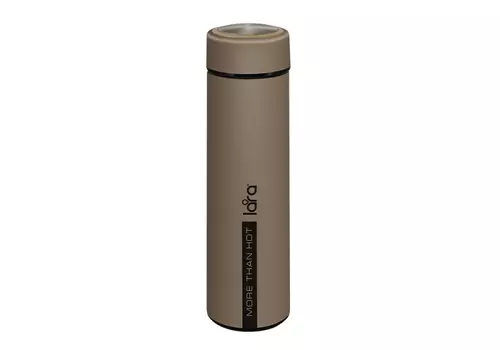 Термос LARA LR04-20 (бежевый) 420мл, soft touch, фильтр-ситечко для заваривания (+ Антисептик-спрей для рук в подарок!)