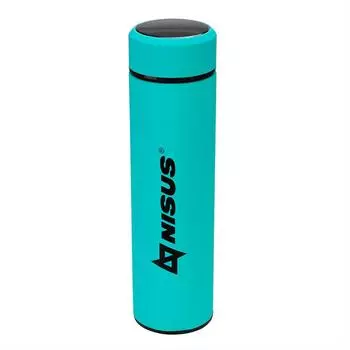 Термос (N.TM-049-T) 450ML с термодатчиком бирюзовый Nisus (+ Антисептик-спрей для рук в подарок!)