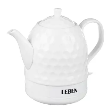 LEBEN Чайник керамический 1,2л, 1850Вт, скрытый нагр.элемент, белый 291-032