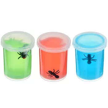 LASTIKS Игрушка-лизун в баночке жидкий с насекомым, полимер, пластик, 4,5х4,5х5см, 2-4 цвета