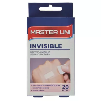 Лейкопластырь бактерицидный Прозрачный, Master Uni