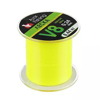 Леска AZOR FISHING нейлон, V8, 0,24 мм, 300м, флуорисцент-желтая, разрывная нагрузка 8,44 кг