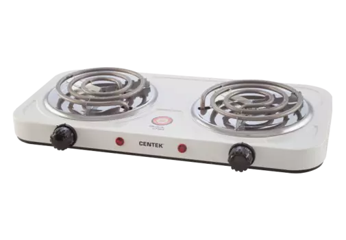 Плита компактная электрическая Centek CT-1509, эмалированная, 2000Вт, конфорок - 2шт., белый (CT-1509)