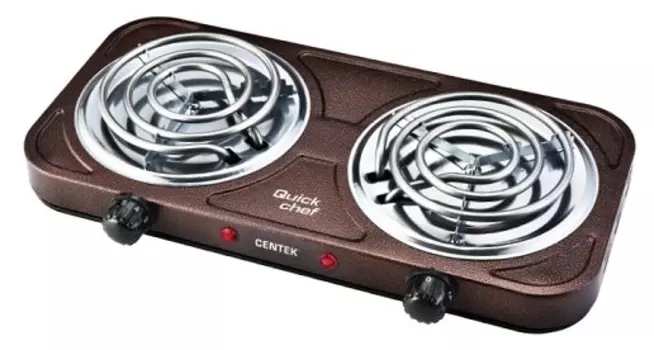 Плита компактная электрическая Centek CT-1509, эмалированная, нет данных, конфорок - 2шт., коричневый (CT-1509)