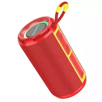 Портативная акустика 2.0 Borofone BR37 Noble, 5 Вт, FM, AUX, USB, microSD, Bluetooth, подсветка, красный (225112)