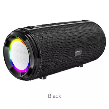 Портативная акустика Borofone BR13 Young, 10 Вт, FM, AUX, USB, microSD, Bluetooth, подсветка, черный (6931474738813)