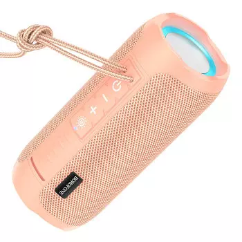 Портативная акустика Borofone BR21, 10 Вт, FM, AUX, USB, microSD, Bluetooth, подсветка, розовый (6974443383669)