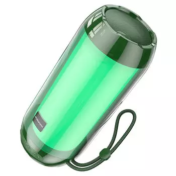 Портативная акустика Borofone BR25 Crazy, 5 Вт, FM, USB, microSD, Bluetooth, подсветка, темно-зеленый (974443386554)