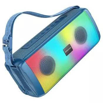 Портативная акустика Borofone BR26 Daring, 10 Вт, FM, AUX, USB, microSD, Bluetooth, подсветка, синий (6974443387216)