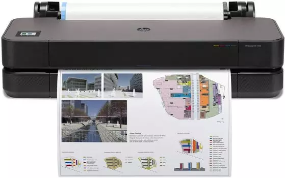 Плоттер струйный HP Designjet T250, A1/24", 4-х цветный, 2400x1200dpi, сетевой, Wi-Fi, USB, без стенда (5HB06A)