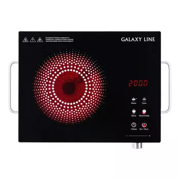 Плита компактная электрическая Galaxy LINE GL 3031, стеклокерамика, 2000Вт, конфорок - 1шт., серебристый/черный (гл3031л)