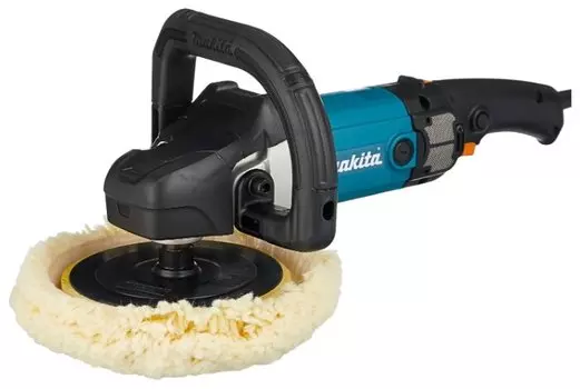 Полировальная машина Makita 9237CB, сетевая, M14, 1200Вт, 3200 об/мин, макс. диаметр диска 180 мм, регулировка оборотов, 3.4 кг