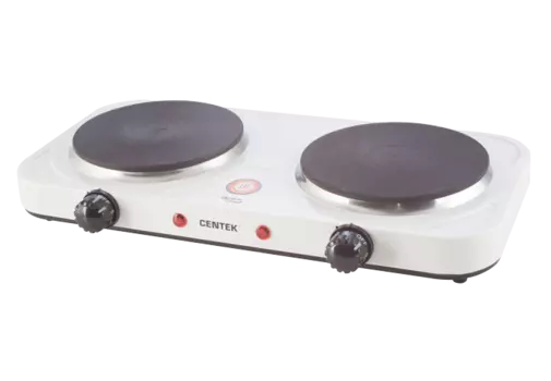 Плита компактная электрическая Centek CT-1507, эмалированная, 2000Вт, конфорок - 2шт., белый (CT-1507)
