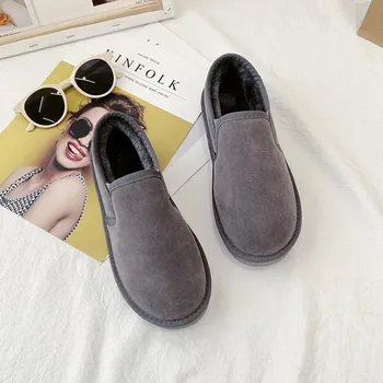 Пара зимних ботинок, женские ботинки, корейская версия универсальных ботинок, зимние теплые и бархатные низкие ботинки из хлопка, обувь для хлеба 35 чёрный