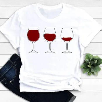 Wine Love, модная одежда, женская забавная милая повседневная футболка, летний топ, женская футболка с короткими рукавами, женские футболки с рисунком S белый