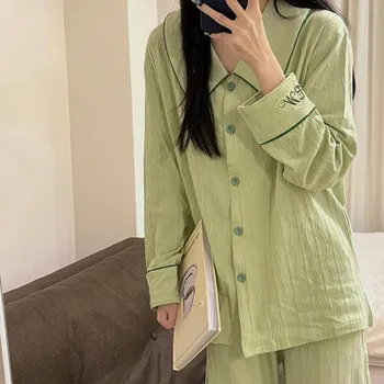 Женские брюки с длинным рукавом, хлопковая пижама, Dormir Lounge Sleepwear, однотонная белая пижама для спальни, домашняя одежда, женская пижама M