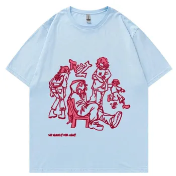 Футболка Harajuku, унисекс, японская уличная одежда, забавная футболка с рисунком аниме, новая хлопковая футболка унисекс, футболки большого размера, футболки в стиле хип-хоп L