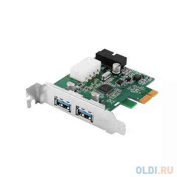 Контроллер Orient VA-3U2219PELP (OEM) PCI-Ex1, USB3.0, 2ext/2int (19pin) port, Low Profile, VIA VL805 chipset, разъем доп.питания, oem