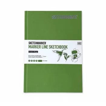 Скетчбук для маркеров Sketchmarker "MARKER LINE" 14,8х21 см 44 л 160 г твердая обл, зеленое яблоко