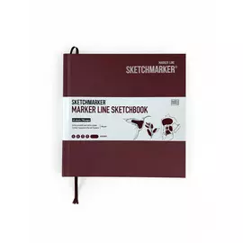Скетчбук для маркеров Sketchmarker "MARKER LINE" 16,3х16,3 см 48 л 160 г твердая обл, бургундия