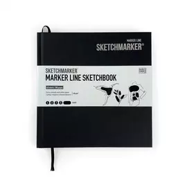 Скетчбук для маркеров Sketchmarker "MARKER LINE" 16,3х16,3 см 48 л 160 г твердая обл, черный