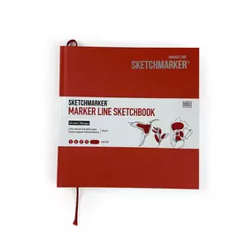 Скетчбук для маркеров Sketchmarker "MARKER LINE" 16,3х16,3 см 48 л 160 г твердая обл, светло-красный
