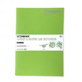 Скетчбук для маркеров Sketchmarker "MARKER LINE" 17,6х25 см 16 л 160 г мягкая обложка, лайм