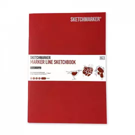Скетчбук для маркеров Sketchmarker "MARKER LINE" 17,6х25 см 16 л 160 г мягкая обложка, вишня