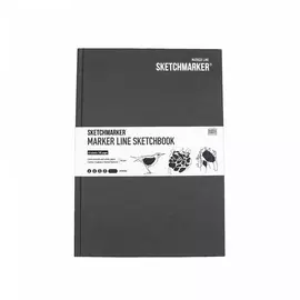 Скетчбук для маркеров Sketchmarker "MARKER LINE" 17,6х25 см 44 л 160 г твердая обложка, угольный