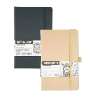 Скетчбук для зарисовок Sketchmarker 80 л 140 г, цвет бумаги слоновая кость , благородный бе