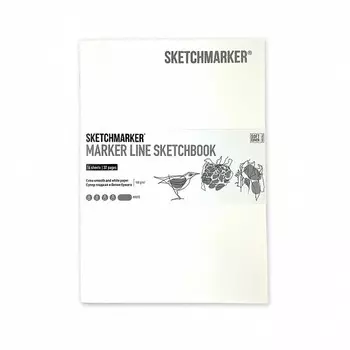 Скетчбук для маркеров Sketchmarker "MARKER LINE" 14,8х21 см 16 л 160 г мягкая обложка, белый
