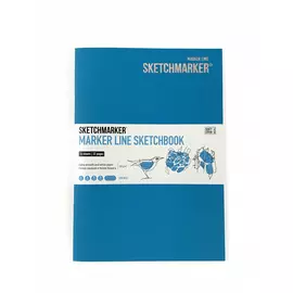 Скетчбук для маркеров Sketchmarker "MARKER LINE" 14,8х21 см 16 л 160 г мягкая обложка, бирюзовый