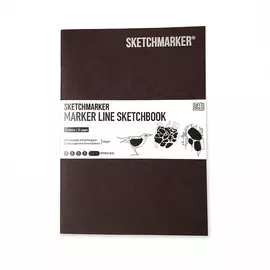 Скетчбук для маркеров Sketchmarker "MARKER LINE" 14,8х21 см 16 л 160 г мягкая обложка, красное дерев